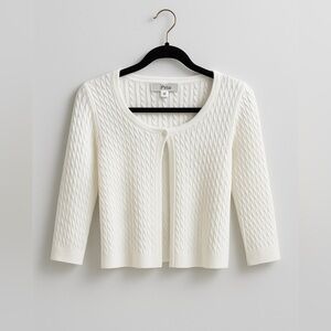 Pria White Button Cardigan 🤍✨ Minimalist Soft Classic Layering 3/4 length sleeve